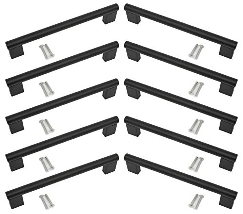 Kitchen Cupboard Cabinet Keyhole Boss Bar Door Handle Knob Black Matt Finish (10, 320mm Hole Centres)