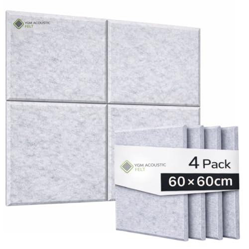 Image of YGM Acoustic Foams Luxury PET Felt Acoustic Self Adhesive Panels, 10 MM Thick, Sound Absorbing Panels for Wall | Room Noise Reducer & Sound Dampening (Marble White, 2x2 Foot - 4 Panels)