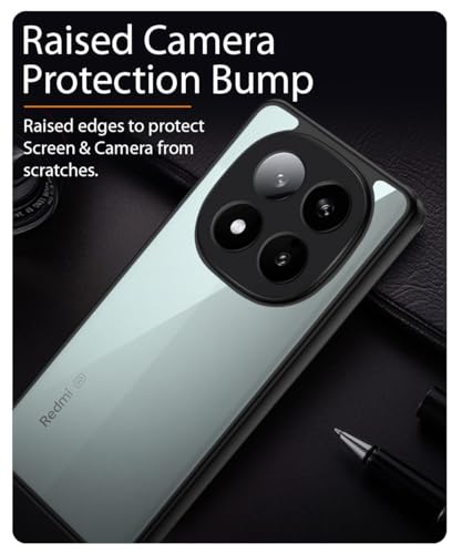 Image of WOW IMAGINE Shockproof Hybrid Back Cover for Redmi Note 14 Pro 5G | Poco X7 5G | Hard Slim fit Back Case | PC & TPU | Clear Transparent Case - Black