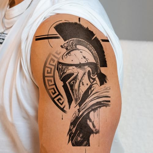 Inkster Tattoo Spartanischer Mut | Tattoo Männer | Temporäre Tattoos 2 Wochen | Hautfreundlich & EU-Kosmetikzertifiziert | hochwertige Temporäre Tattoos aus pflanzlichen Inhaltsstoffen | wasserfest