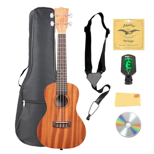 Kala KA-15C Satin Mahogany Concert Ukulele Bundle with Gig Bag, Tuner, Strap, Strings, Austin Bazaar...