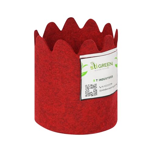 Image of Geo Fabric Grow Bags for Plants 6X7 Inch (Pack of 1) | 400 GSM Heavy Duty UV-Protected Round Maroon Colour Plant Bags for Terrace and Vegetable Gardening | Strong & Reusable|