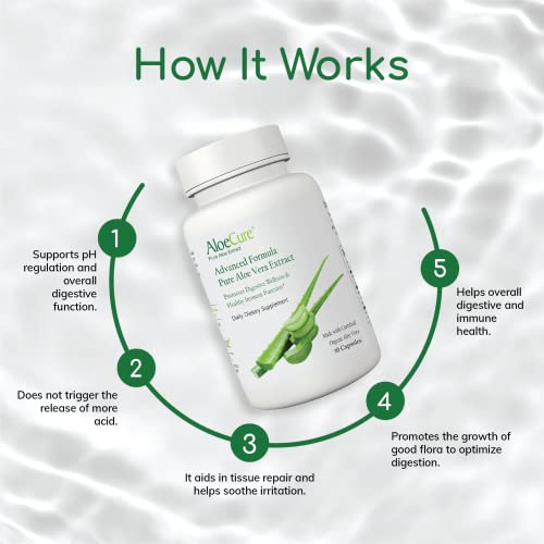 Aloecure Organic Aloe Vera Capsules, 130,000Mg Equivalent Per Capsule, Trial Size (30 Capsules), Natural Stomach Acid Buffer, Vegan Digestive & Immune Supplement, Grown On Organic Farms - Aloin Free #TOP2