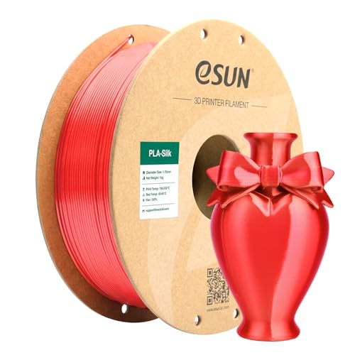 Image of eSUN Silk PLA Filament Red Silky Shiny 3D Printing PLA Filament 1.75mm Dimensional Accuracy + /- 0.03mm, 1kg Carboard Spool (2.2lbs) 3D Printer Filament