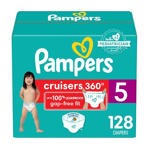Image of Pampers Cruisers 360 Diapers - Size 5, One Month Supply (128 Count), Pull-On Disposable Baby Diapers, Gap-Free Fit