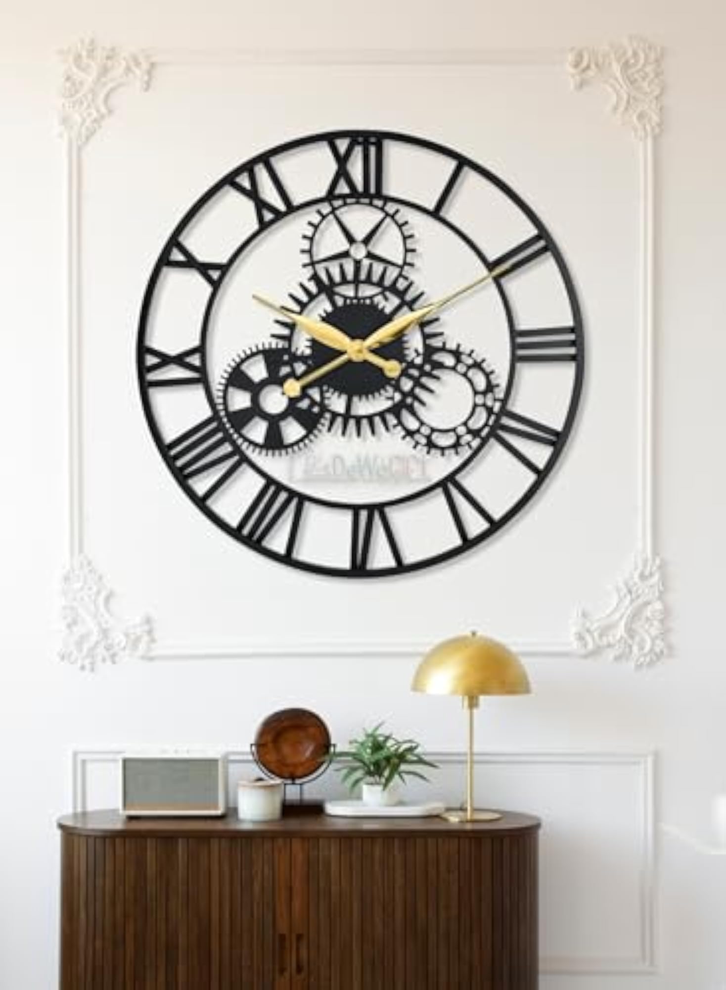 24 Inch Large Metal Wall Clock with Fixed Gears