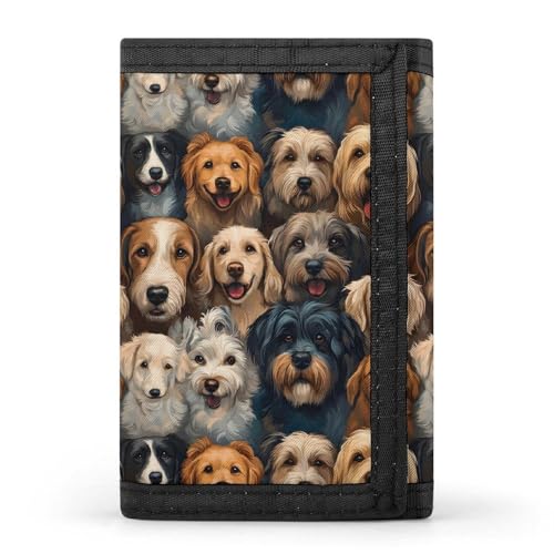 Cute Dog Face Print Wallet for Men, 8 Credit Card Holder Slim Minimalist Front Pocket Small Mens Bifold Wallets