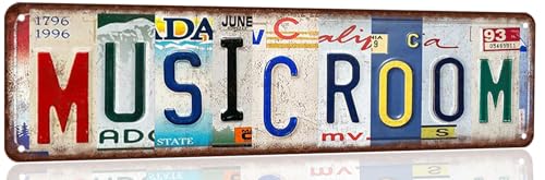 Music Sign Vintage Metal Tin Sign Music Room Decor Man Cave Posters Street Signs Home Bar Coffee Wall Art Decor 4 X 16 Inches