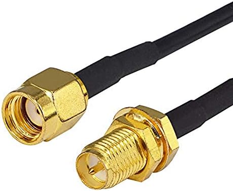 Kaunosta RP-SMA Male to RP-SMA Female 10FT Wifi Aerial Coaxial Cable RG174 Low Loss Antenna Bulkhead Mount Extension for 4G LTE Wireless LAN Router Antenna 3M