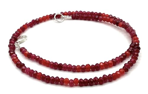 Bijoux artisanaux pierre de gemmes et collier avec jade rouge
