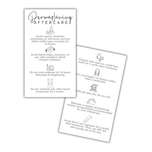 Dermaplaning Aftercare Instruction Cards | 50 pk 2x3.5” Minimalist Facial Consent Forms Client Kit Esthetician After Care Accessories