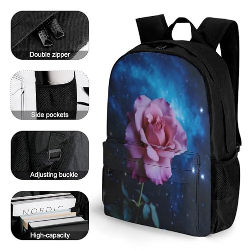 Supdreamc Backpack Anti-Theft Multipurpose Large Capacity Carry On Bag - Galaxy Flower Glitter Art Camping Outdoor Backpack With Side Pockets3