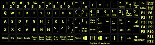 Pegatinas fluorescentes de teclado inglés US miniatura 2