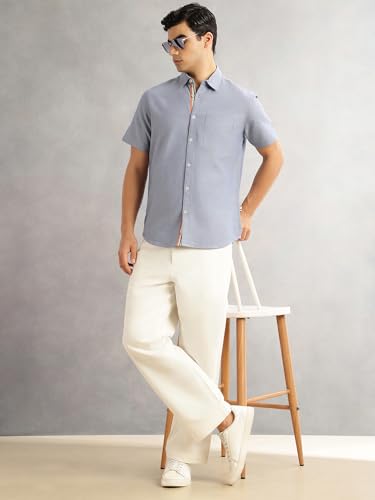 Image of Thomas Scott Men's Cotton Casual Shirt | Regular Fit | Soft & Breathable Fabric | Stylish Everyday Wear for Work, Travel & Outings