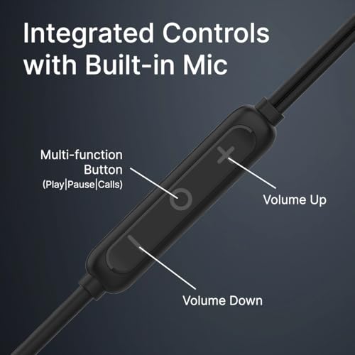 Image of pTron Boom Play X3 In-Ear Type C Wired Headphones with Mic, 10mm Drivers for Pristine Sound, In-line Controls, 90 Degree USB-C Connector, 1.2m Tangle-Free Cable, Metal Buds & Wide Compatibility(Black)