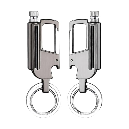 2 Pack Permanent Match Infinity Lighter, Multitool Keychain Bottle Opener for Men, Reusable Waterproof Metal Match Strike Anywhere, Forever Flint Fire Starter for Outdoor Survival,Style2