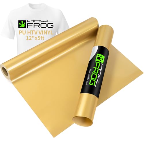 Image of VINYL FROG Gold Heat Transfer Vinyl Roll HTV for Cameo for DIY Garments,T-Shirts