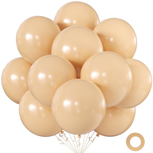 Image of KALOR 18 Inch Beige Large Latex Round Balloons 30-Pack