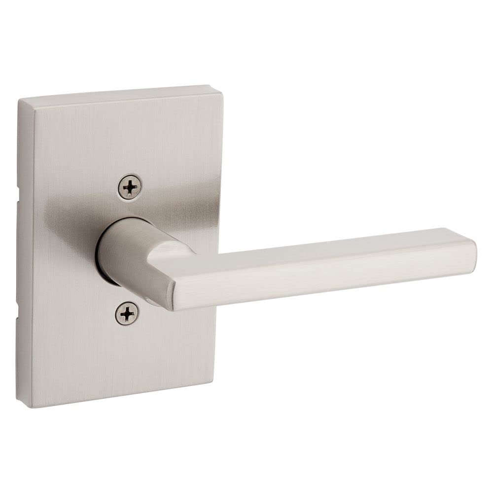 KwiksetHalifax, Door Handle Lever Nonfunctioning Dummy with Microban, Rectangular Rose in Satin Nickel