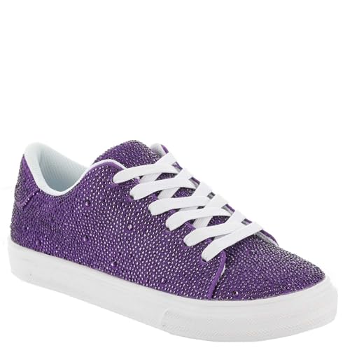 Masseys Women's Veronica Rhinestone Studded Fashion Sneaker, 11 W (Wide), Purple