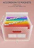 ABC life A4 Expanding File Organiser with Grid Pattern,13 Pockets Expandable Filling Boxes Documents Organiser,Accordion A4 Desk Folders,Portable Rainbow Files Wallets Plastic Bills Storage Bag(Pink) - Image 2