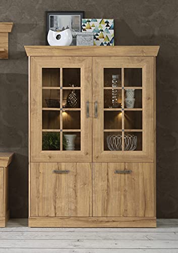 möbelando Vitrine Standschrank Holzschrank Standvitrine Vitrinenschrank Kalamaria I Waterford Eiche möbelando Vitrine Standschrank Holzschrank Standvitrine Vitrinenschrank Kalamaria I Waterford Eiche