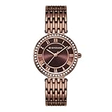 Giordano Eleganza Collection A2083 - Reloj analógico redondo para mujer, con correa de metal, resistente al agua, Marrón, Roman Numbers, Moderno