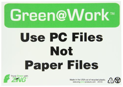 Zing 1019 Green at Work Sign panneau en plastique recyclé