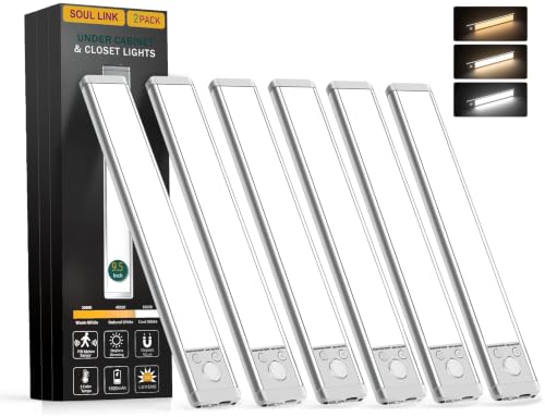 Soul Link 6-Pack 9.5' 76-LED Motion Sensor Under Cabinet Lights, Wireless