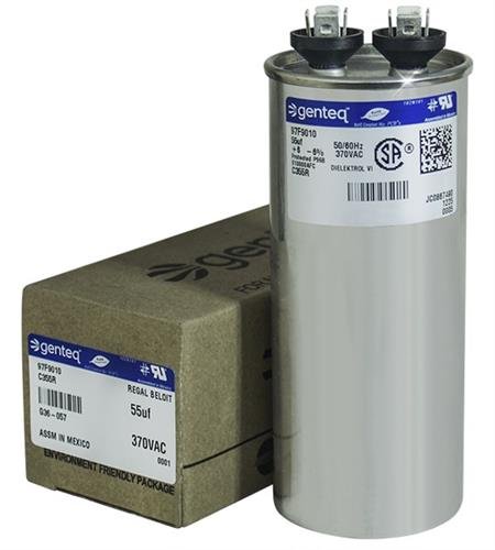 (2) Pack - GE - 55 uF MFD x 370 VAC Genteq Replacement Capacitors Round # C355R / 97F9010