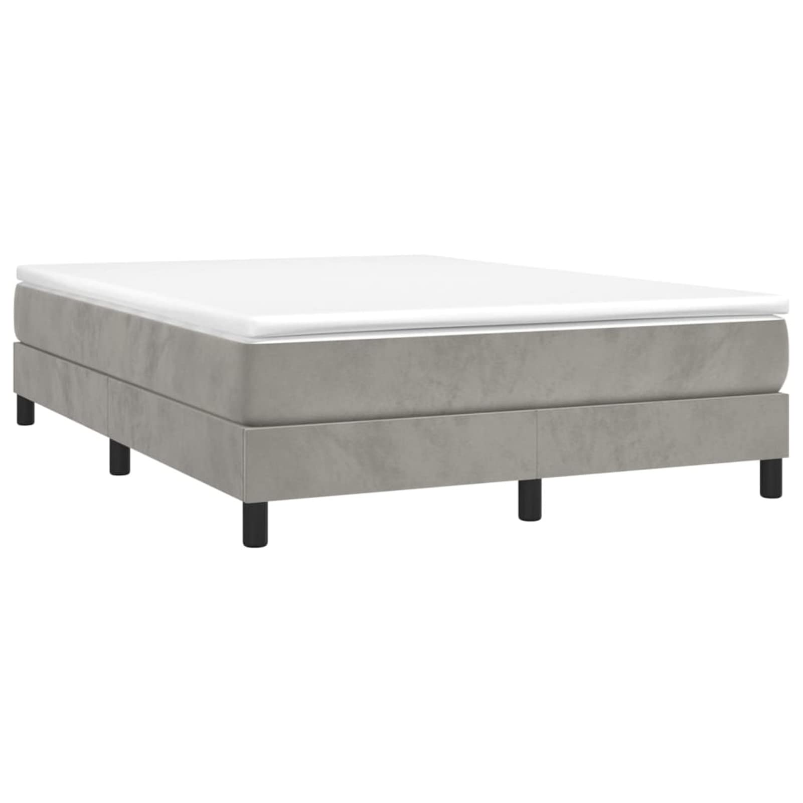 Tidyard Marco de cama con somier tapizado marco de cama para adultos dormitorio marco de cama aterciopelado, lamas de madera contrachapada gris claro 140 x 190 cm