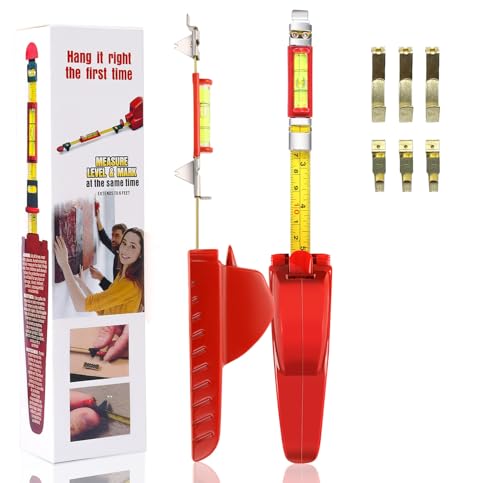 Image of Upgraded Picture Hanging Tool with 20 Sets of Hooks, All in One Picture Hanging Level, Portable Picture Leveling and Picture Hanging Kit, Picture Hanging Level for Hang Pictures, Mirrors, TVs