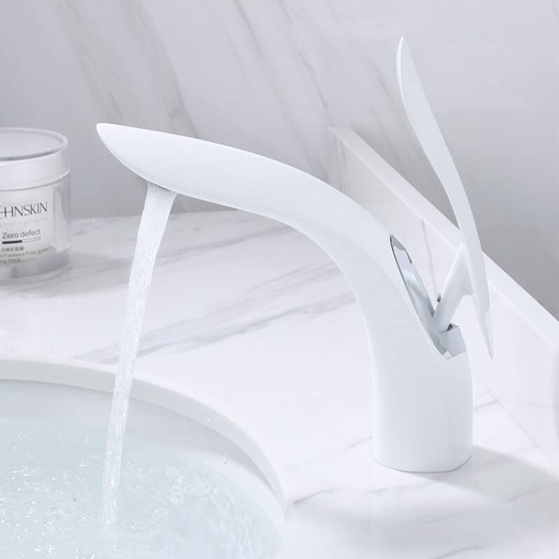 Mitigeur de lavabo en laiton blanc anti-éclaboussures pour vasque compacte de salle de bain