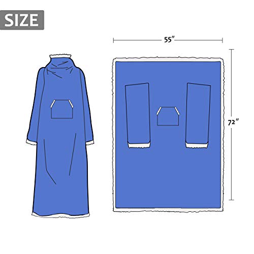 Image of Catalonia Sherpa Wearable Blanket with Sleeves and Kangaroo Pocket