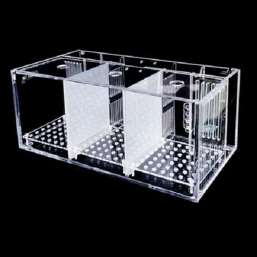 Dearollingベタ水槽 アクリル仕切り 小魚 給水不要 ポンプ式フィルター付き ベタ 大容量生態系 交換簡単 オフィス リビング インテリア 観賞用 (三コマ標準【基礎バージョン+ベースプレート・蓋・水ポンプ】,a)