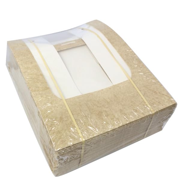 25 Cajas de Cartón Con Ventana, 28x28x10cm, Cajas para Pastelería, Panadería, Resistentes a Grasas, Catering y Take Away, Transporte Seguro