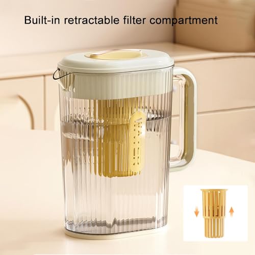 Pichet à thé glacé 2L incassable avec couvercle filtrant pour jus et eau