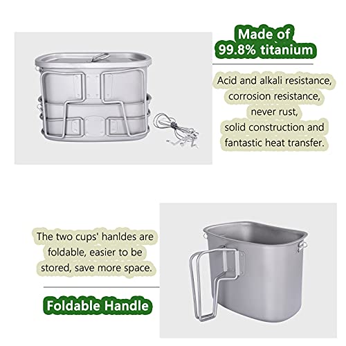 Boundless Voyage Titanium Military Mess Kit Set 750ml+400ml Cups Ti2048C miniatura 3