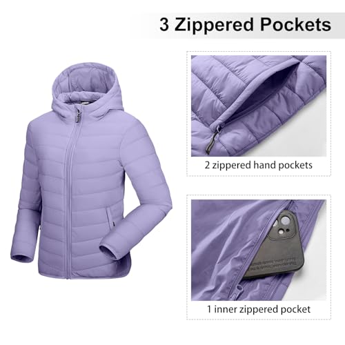 Image of Outdoor Ventures Women's Packable Lightweight Full-Zip Puffer Jacket with Hood Quilted Winter Coat