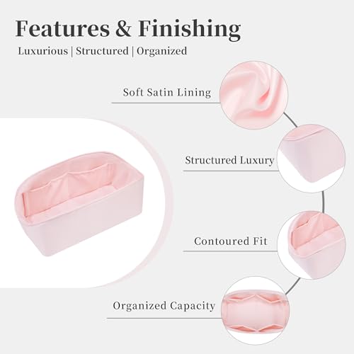 Image of Purse Organizer Insert for Dior Toujours Small Bags, Satin Luxury Bag Insert, Lightweight & Portable Purse Shaper with Pockets, Ideal for Travel, Shopping, and Daily Use(Pink, Toujours S)