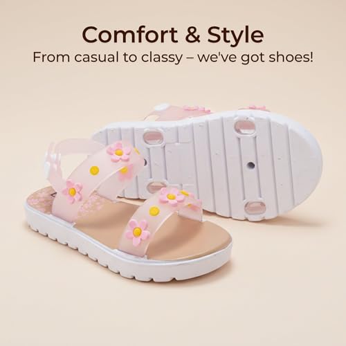 Image of bebe Girl's Flat Sandals - PCU Sandals with Flower, Bow, and Rhinestone Details for Toddler /Little Kid /Big Kid