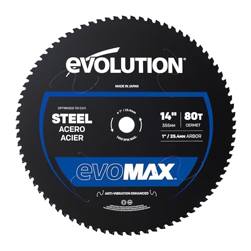 Evolution Power Tools, EVOMAX Lame carbure Cermet 80 dents 355 mm pour coupe professionnelle en acier doux robuste