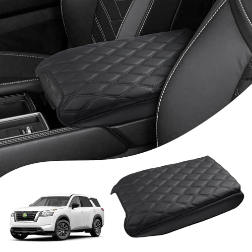 Image of Autorder Center Console Cover for Nissan Pathfinder 2022-2025 2026 Accessories Armrest Cushion Cover Nappa Leather Middle Console Covers Pathfinder Console Cushion Pad Anti-Scratch