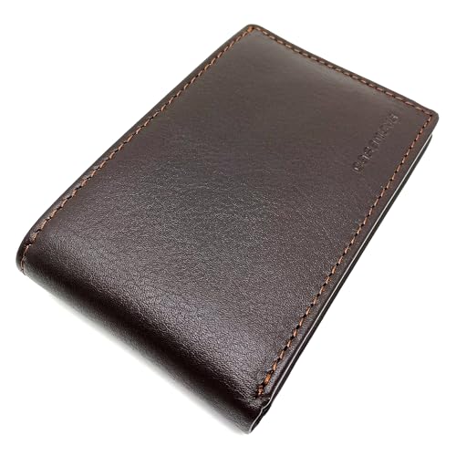 C CASANOVA Mini Cartera Hombre Americana SIN Monedero | Tarjetero Pequeño Hombre | Apertura para Billetes | Billetera sin Monedero | Piel Ubrique | Protección RFID | Hecho a Mano | 10076 Marron