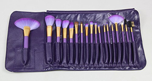 Amazing2015 Premium Synthetic Kabuki Makeup Brush Set Cosmetics Foundation Blending Blush Eyeliner Face Powder Brush Makeup Brush Kit (18pcs,Purple)