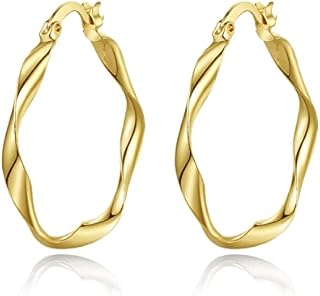 Yumay Jewellery 9ct Yellow Gold Filled Women's Twisted Hoop Earrings (30MM)