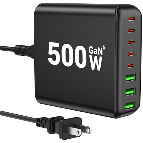 500W USB C Charger Block, 8-Port USB C Charging Station Fast Charging PD 120W PC Laptop Charger...