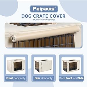 24 inches Dog Crate Cover – Durable Waterproof 600D Oxford Fabric Pet Dog Kennel Cover with Water Bottle Nozzle Design. (Tan)