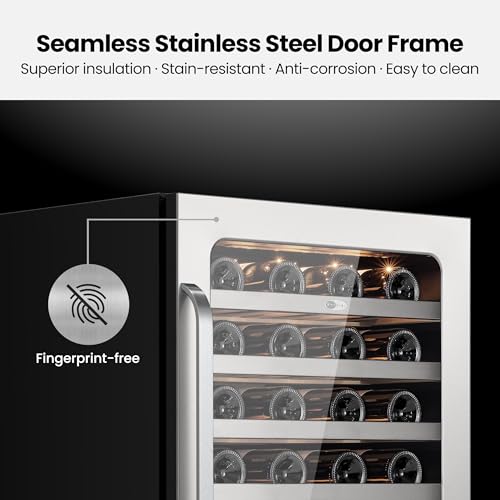 Image of Whynter Wine Cooler Refrigerator, 24 Inch Large Wine Fridge, 40-65F 54 Bottle Under Counter Wine Refrigerator, 3 LED Wine Cellar Glass Door, Built-in or Freestanding for Home Bar Kitchen 5.65 cu.ft