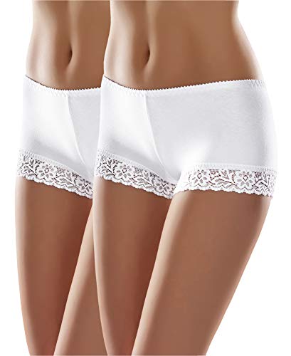 Merry Style Bóxer Bragas de Encaje Shorty Sexy Ropa Interior Mujer MSGAB55 (Blanco (2Pack), 42 (Talla del Productor: XL))